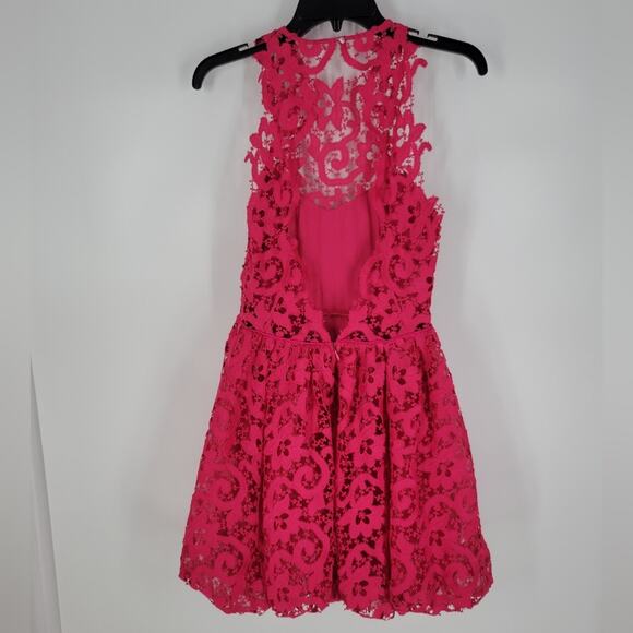 Saylor Pink Lace Open Back Sleeveless Amari Mini Dress XS - Picture 6 of 14